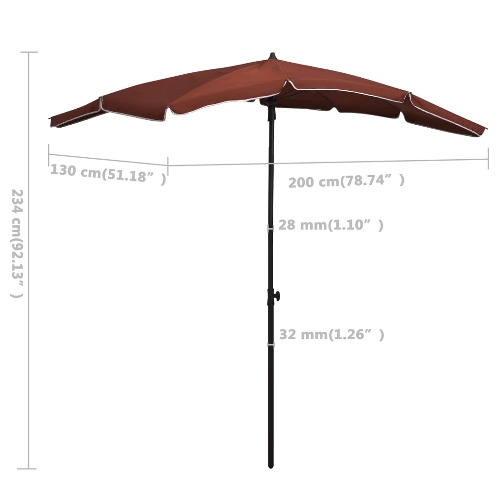 vidaXL Garden Parasol with Pole 78.7"x51.2" Terracotta