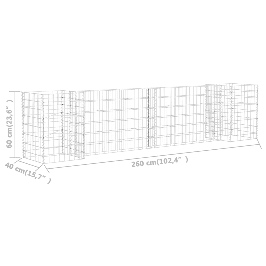 vidaXL H-Shaped Gabion Planter Steel Wire 102.4"x15.7"x23.6"