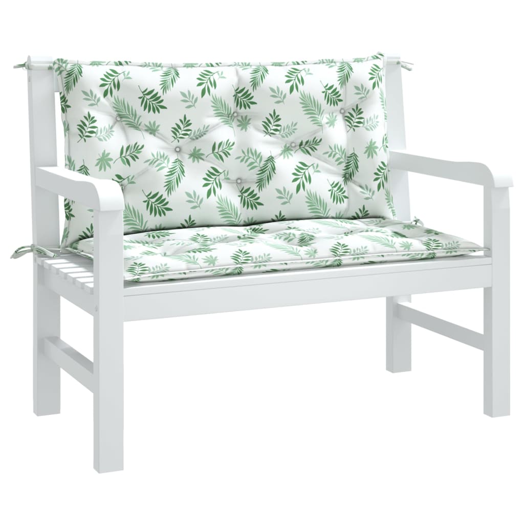 vidaXL Garden Bench Cushions 2pcs Leaf Pattern 39.4"x19.7"x2.8" Fabric