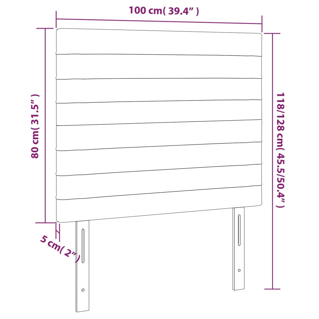 vidaXL LED Headboard Light Gray 39.4"x2"x46.5"/50.4" Fabric