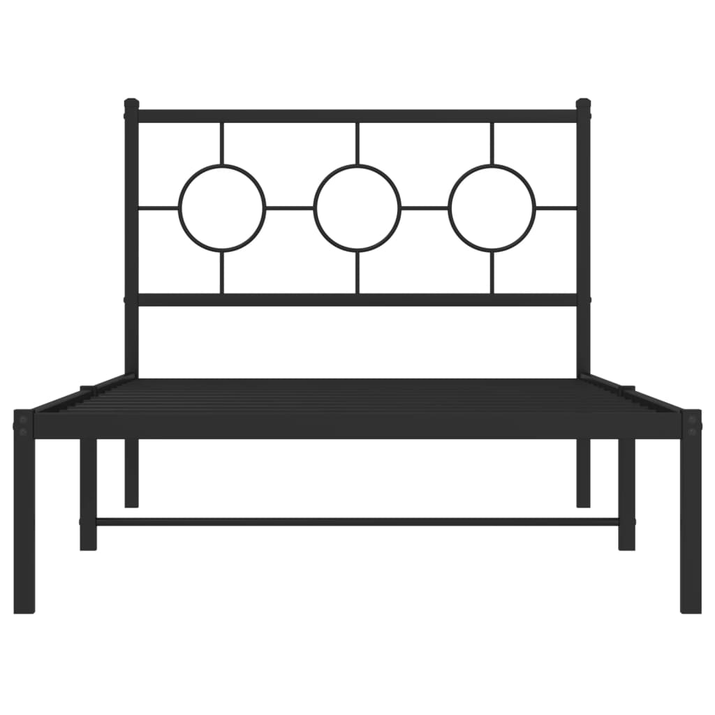 vidaXL Metal Bed Frame without Mattress with Headboard Black 39.4"x78.7"