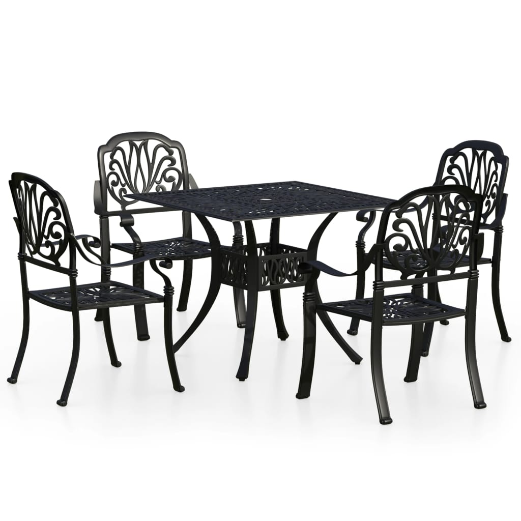 vidaXL 5 Piece Bistro Set Cast Aluminum Black