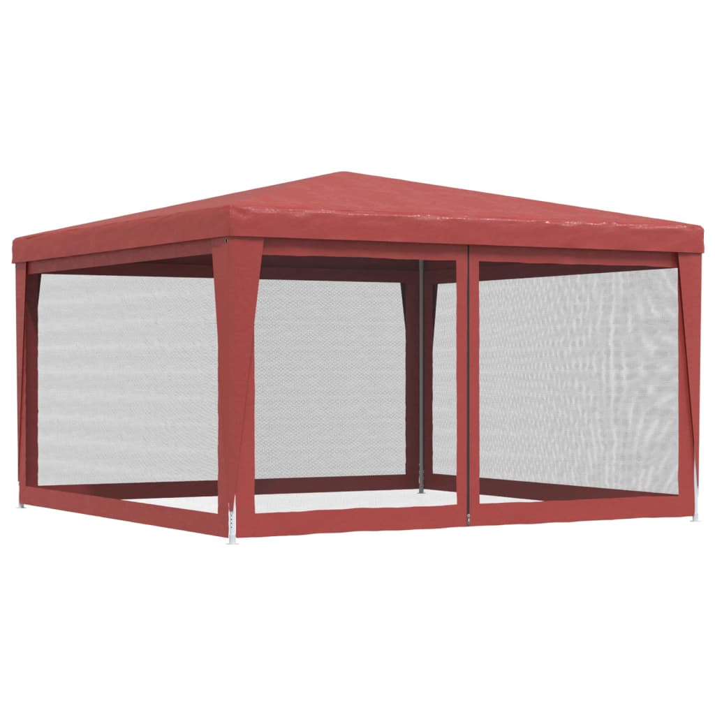 vidaXL Party Tent with 4 Mesh Sidewalls Red 13.1'x13.1' HDPE