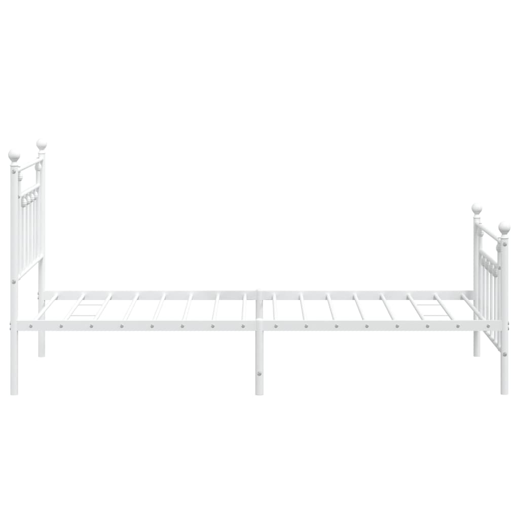 vidaXL Metal Bed Frame without Mattress with Footboard White 39.4"x74.8"