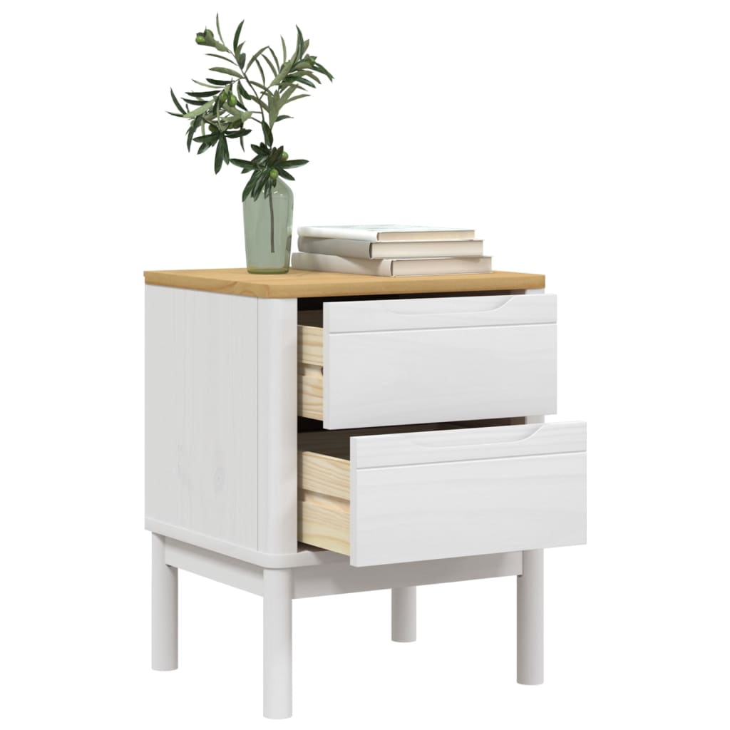 vidaXL Bedside Cabinet FLORO White 17.7"x15.4"x22.4" Solid Wood Pine