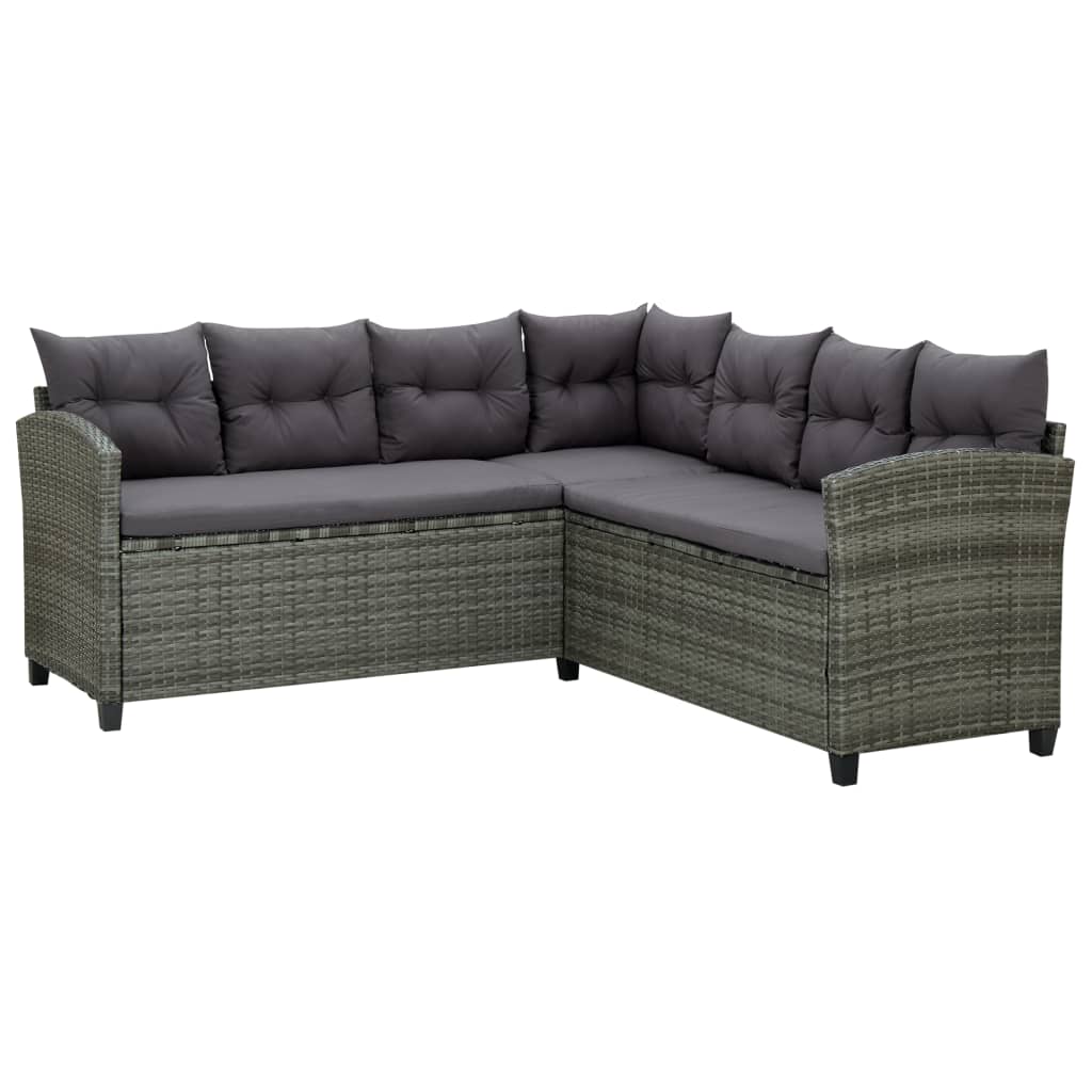 vidaXL 6 Piece Patio Lounge Set with Cushions Poly Rattan Gray