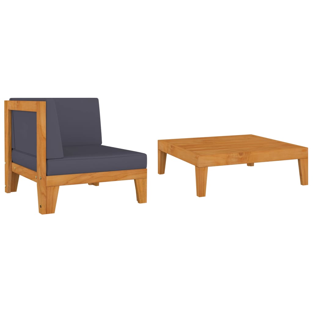 vidaXL 2 Piece Patio Lounge Set with Cushions Solid Acacia Wood