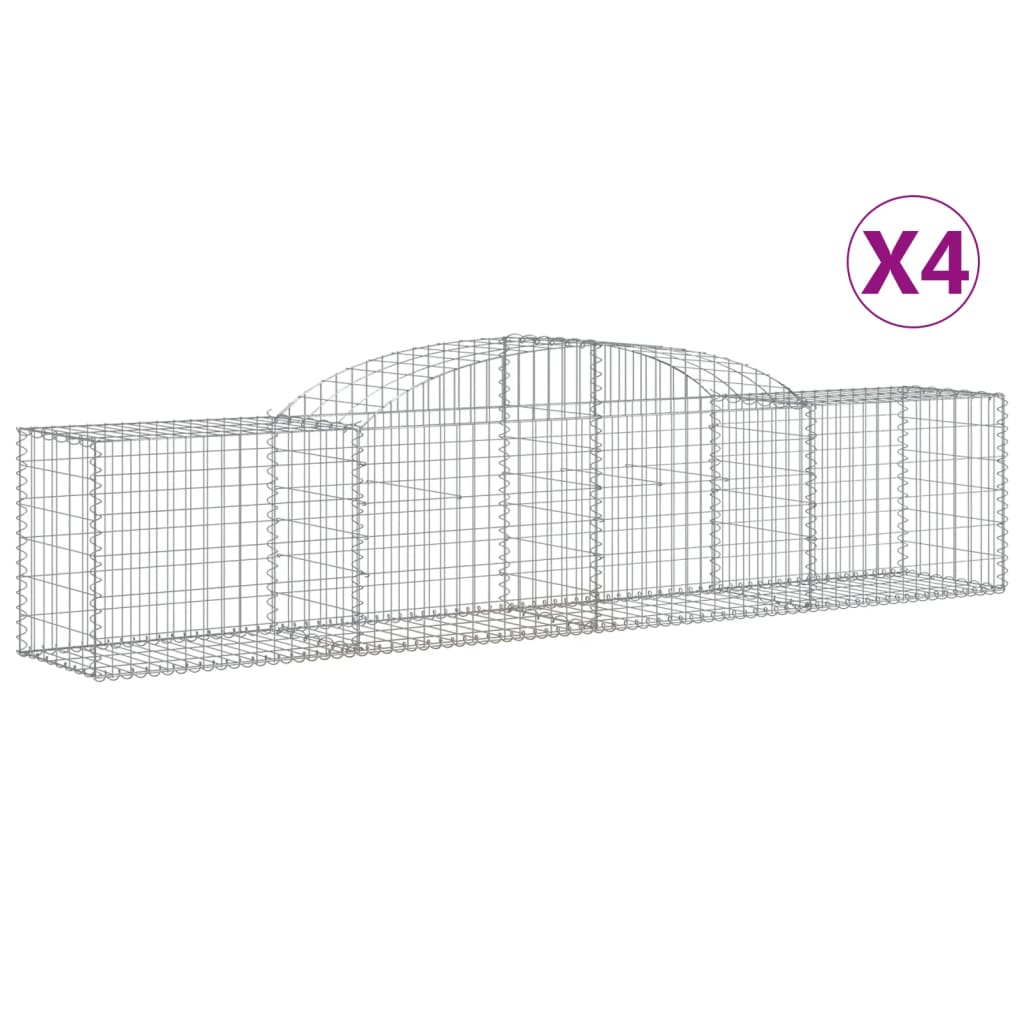 vidaXL Arched Gabion Baskets 4 pcs 118.1"x19.7"x23.6"/31.5" Galvanized Iron