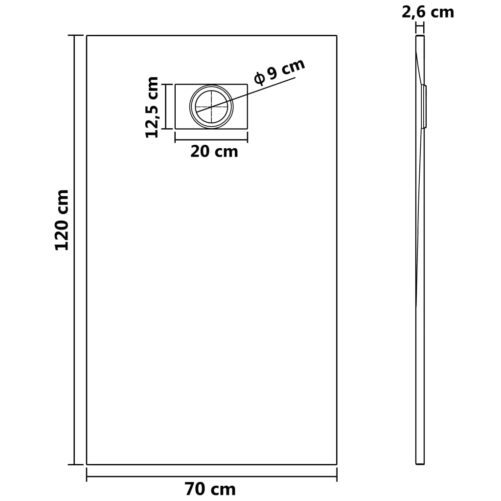 vidaXL Shower Base Tray SMC Brown 47.2"x27.6"