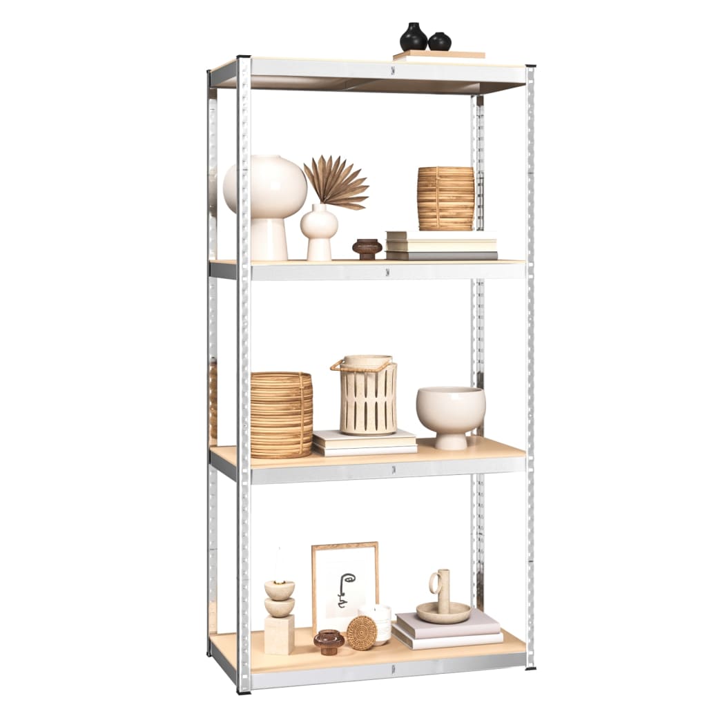 vidaXL 4-Layer Shelves 3 pcs Silver Steel&Engineered Wood