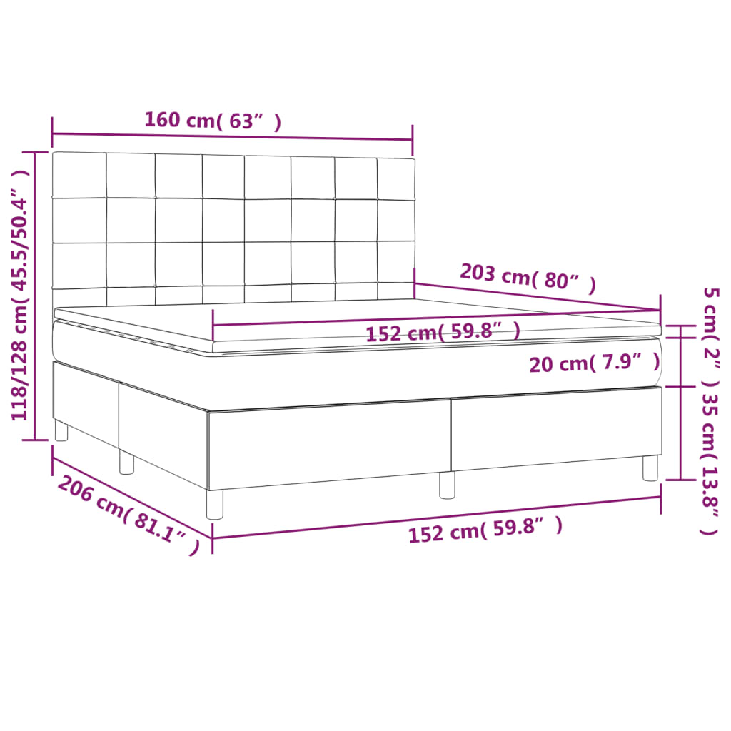 vidaXL Box Spring Bed with Mattress Light Gray Queen Fabric