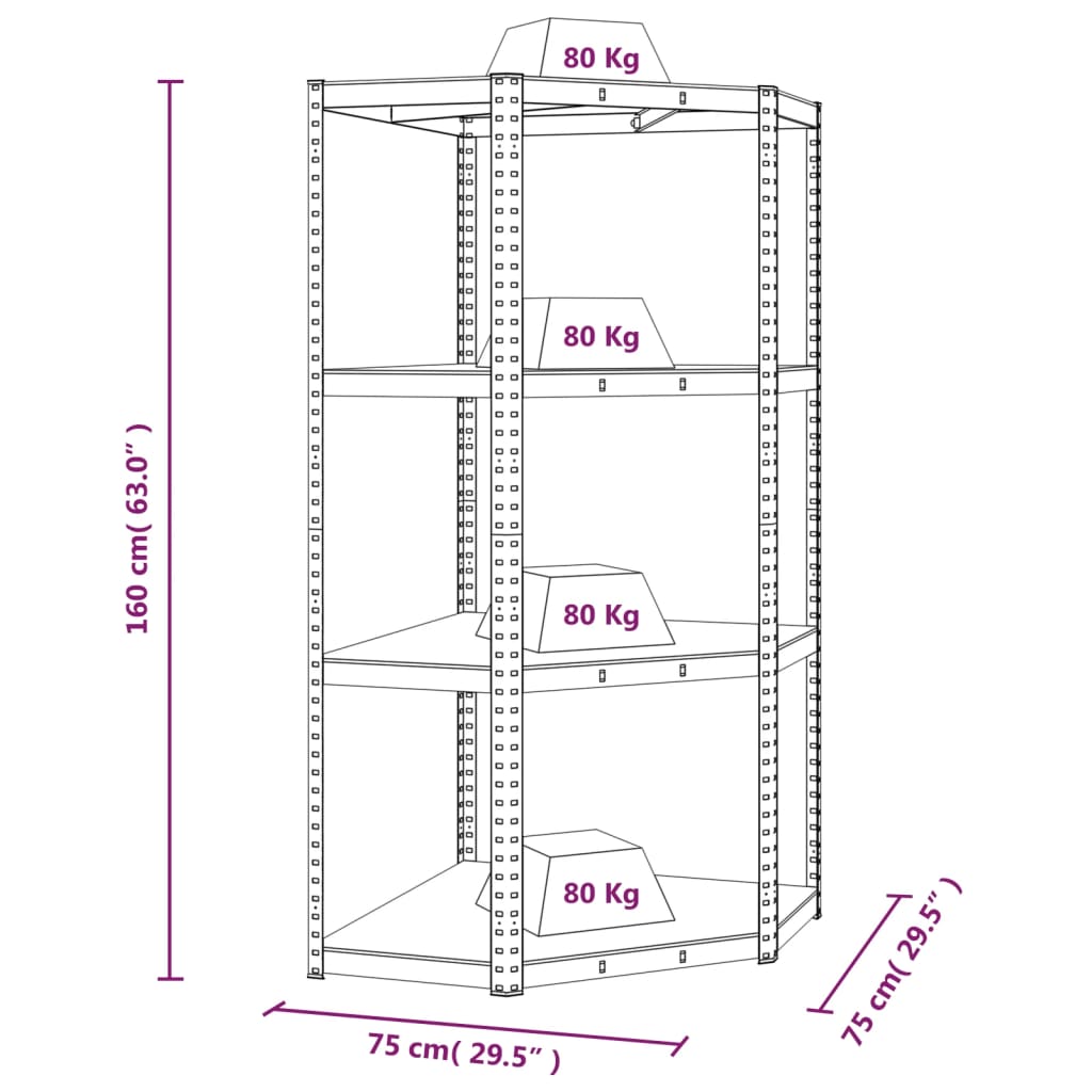 vidaXL 4-Layer Shelves 2 pcs Anthracite Steel&Engineered Wood