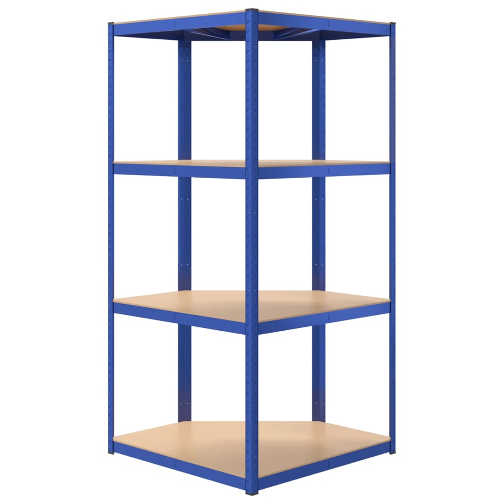 vidaXL 4-Layer Shelves 2 pcs Blue Steel&Engineered Wood