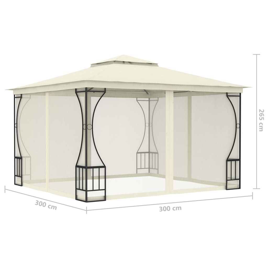 vidaXL Gazebo with with Nets 9.8'x9.8'x8.7' Cream