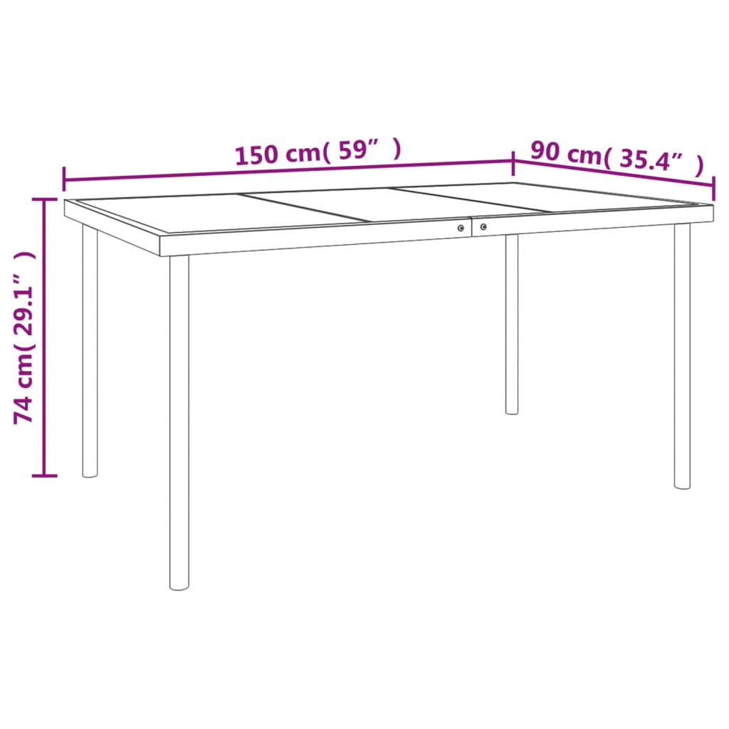 vidaXL 5 Piece Patio Dining Set Black Steel and Textilene