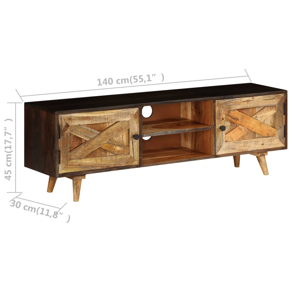 vidaXL TV Stand Solid Wood Mango 55.1"x11.8"x17.7"