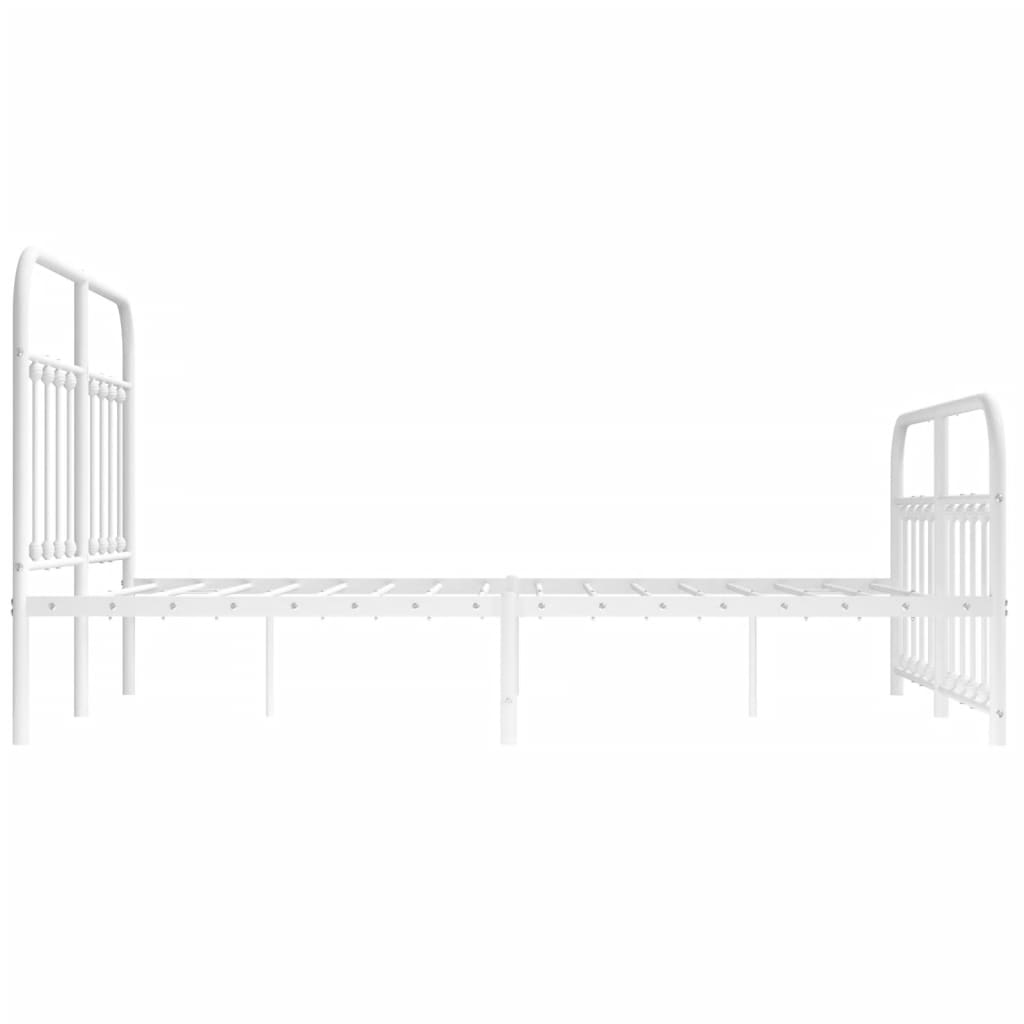 vidaXL Metal Bed Frame with Headboard and Footboard White 59.1"x78.7"