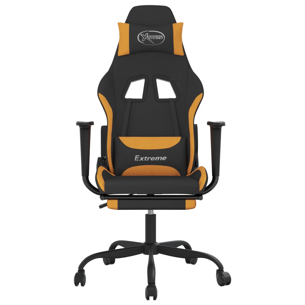 vidaXL Gaming Chair with Footrest Black and Orange Fabric