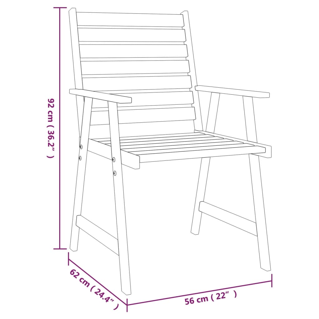 vidaXL 3 Piece Patio Dining Set Solid Wood Acacia