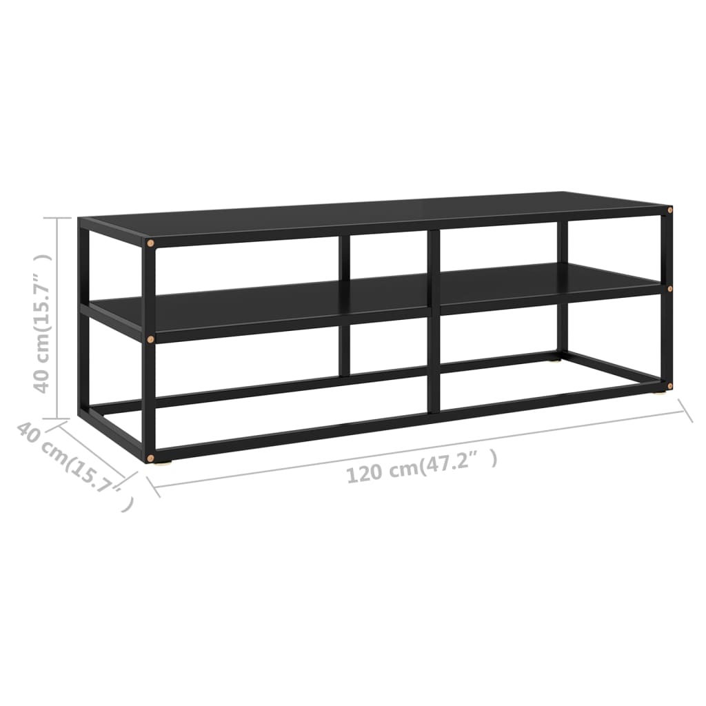 vidaXL TV Stand Black with Black Glass 47.2"x15.7"x15.7"