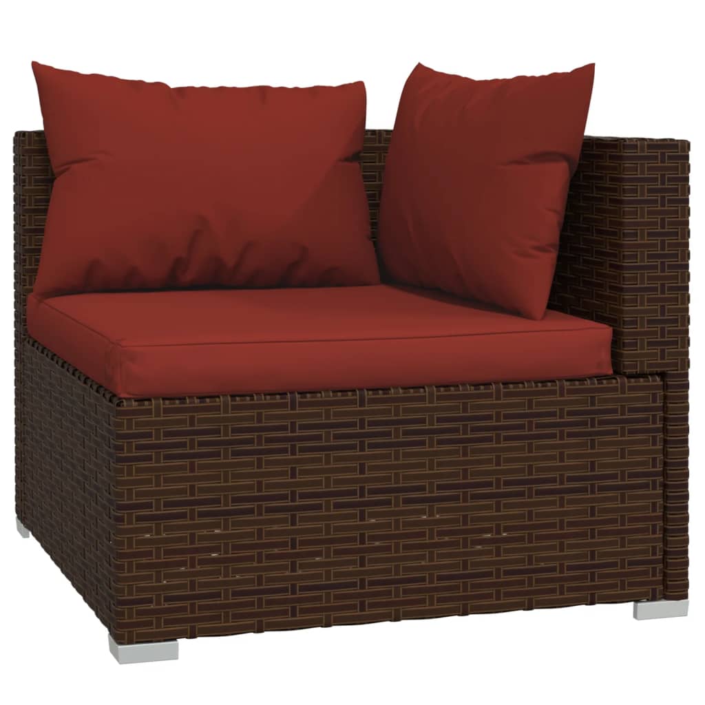 vidaXL 6 Piece Patio Lounge Set with Cushions Poly Rattan Brown