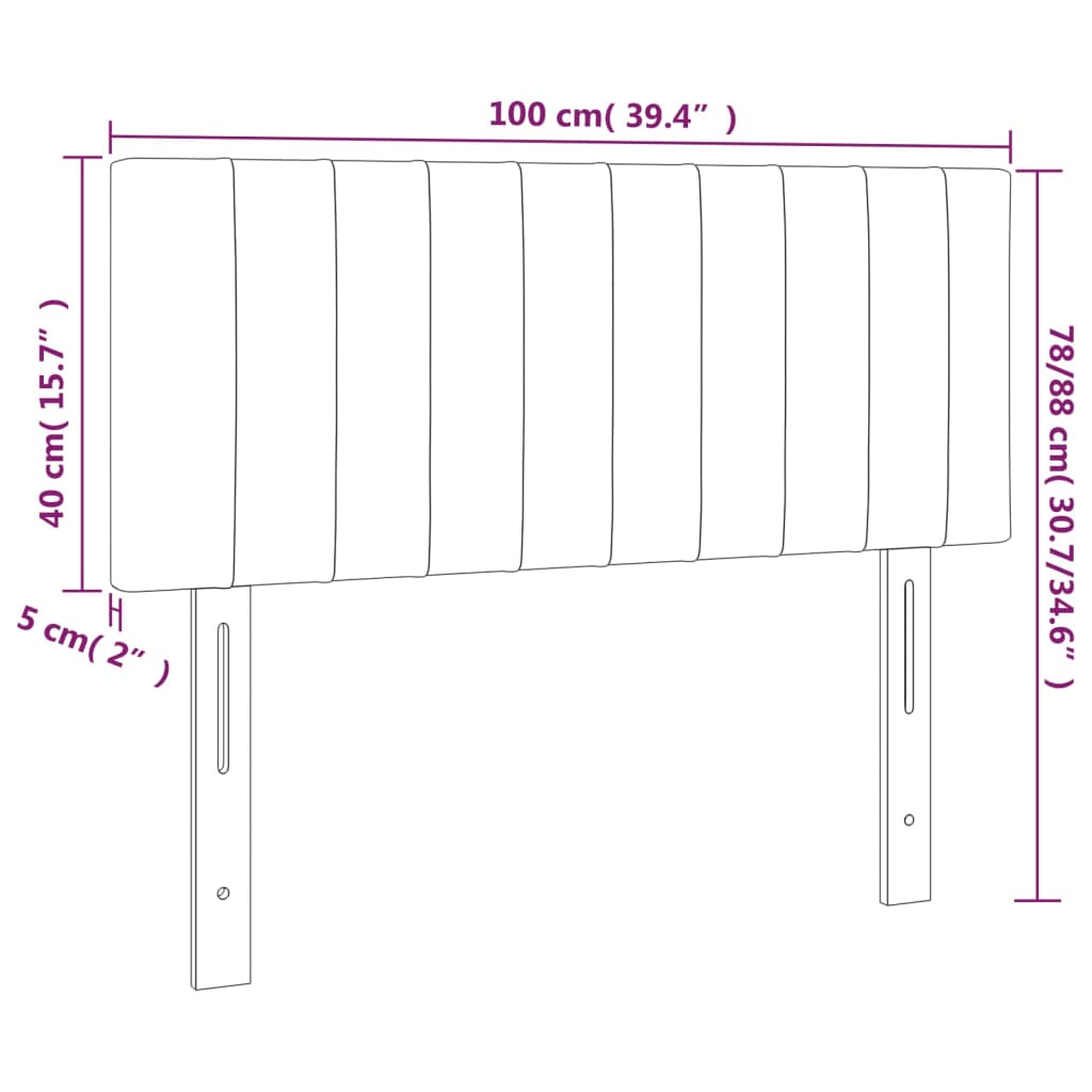 vidaXL LED Headboard Dark Gray 39.4"x2"x30.7"/34.6" Fabric