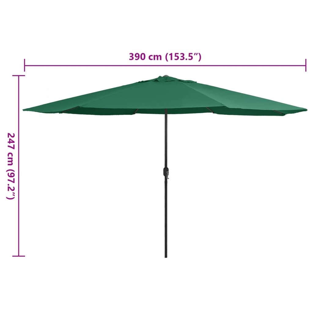 vidaXL Garden Parasol with Metal Pole 153.5" Green