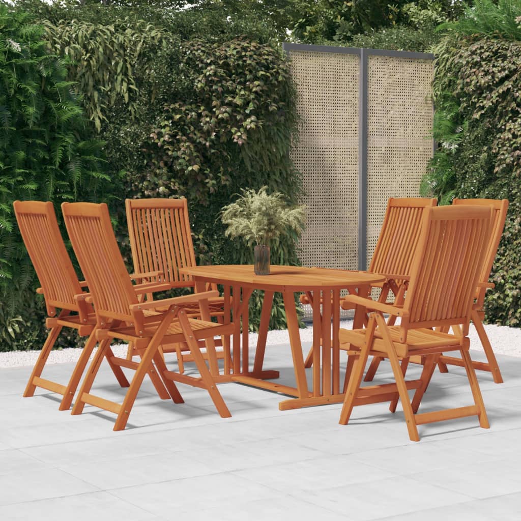 vidaXL 7 Piece Patio Dining Set Solid Wood Eucalyptus