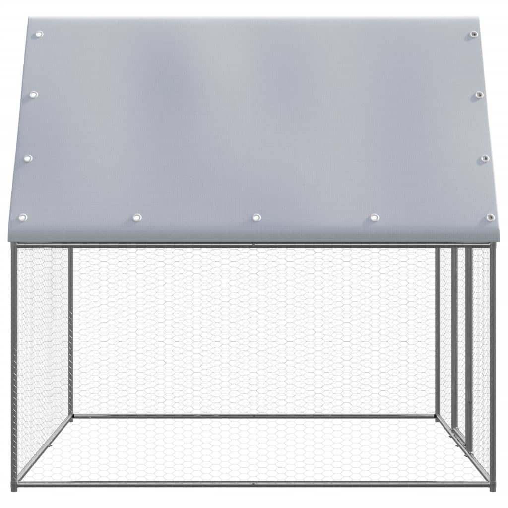 vidaXL Chicken Cage Silver and Gray 6.6‘x6.6‘x6.6‘ Galvanized Steel