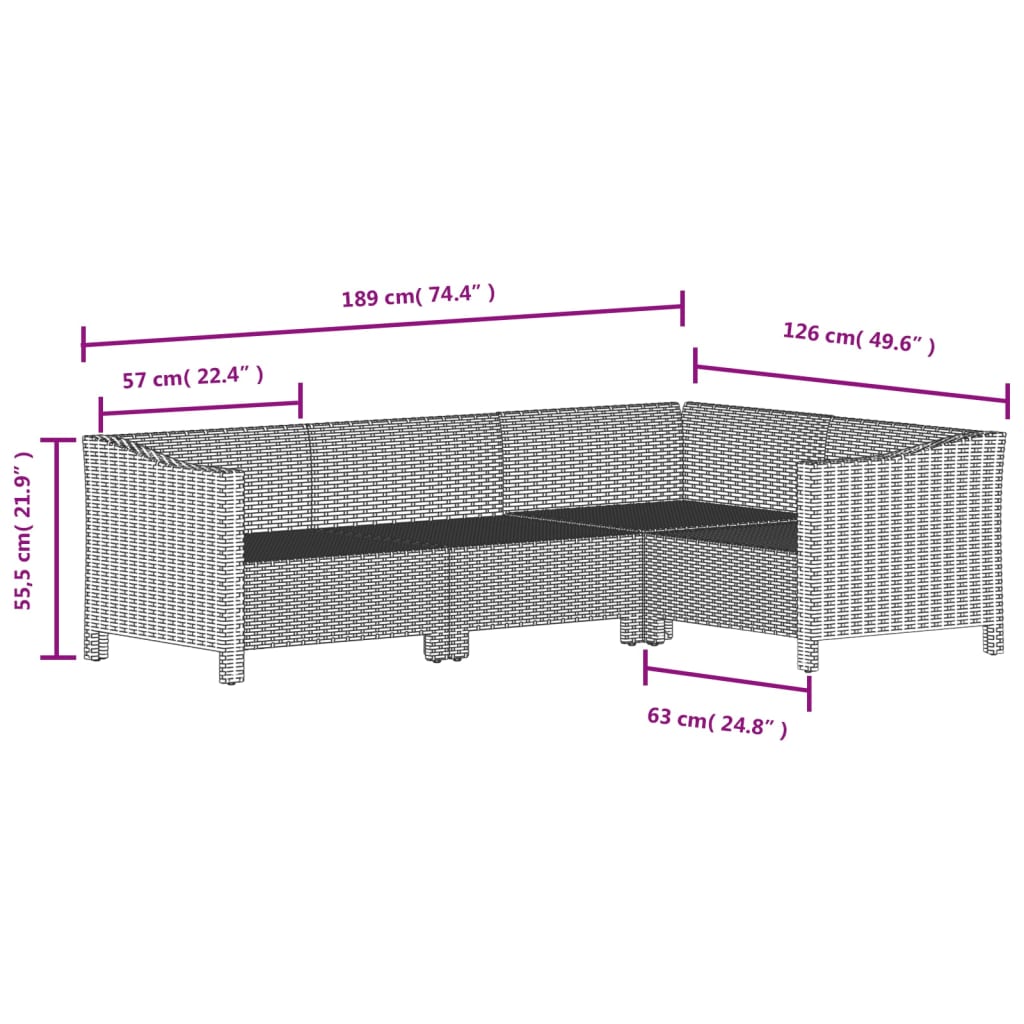 vidaXL 8 Piece Patio Lounge Set with Cushions Gray Poly Rattan