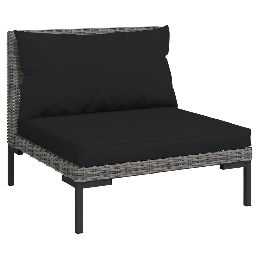 vidaXL 8 Piece Patio Lounge Set with Cushions Poly Rattan Dark Gray