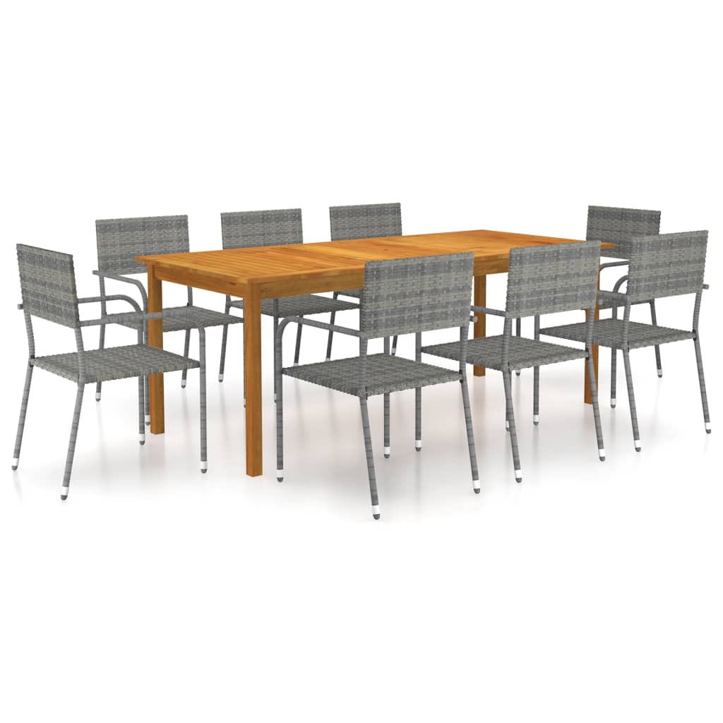 vidaXL 9 Piece Patio Dining Set Gray