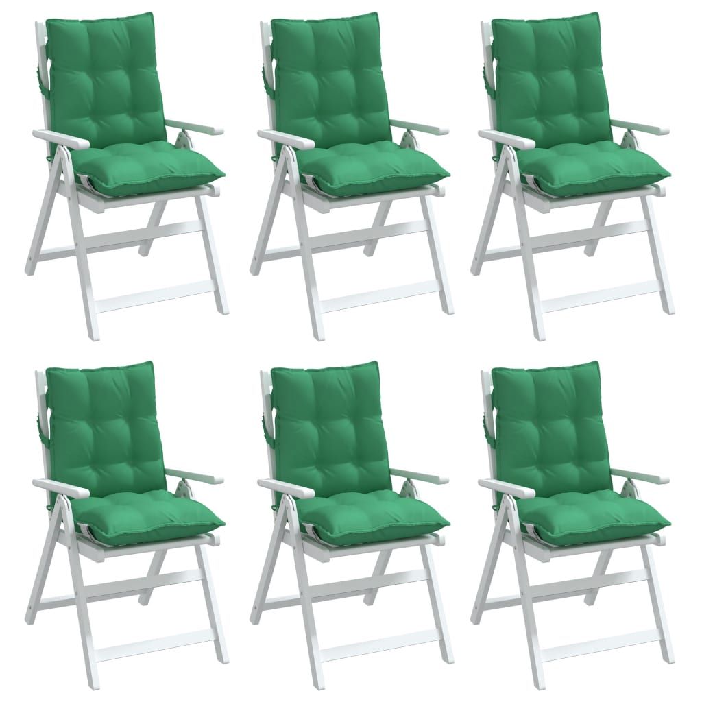 vidaXL Lowback Chair Cushions 6 pcs Green Oxford Fabric