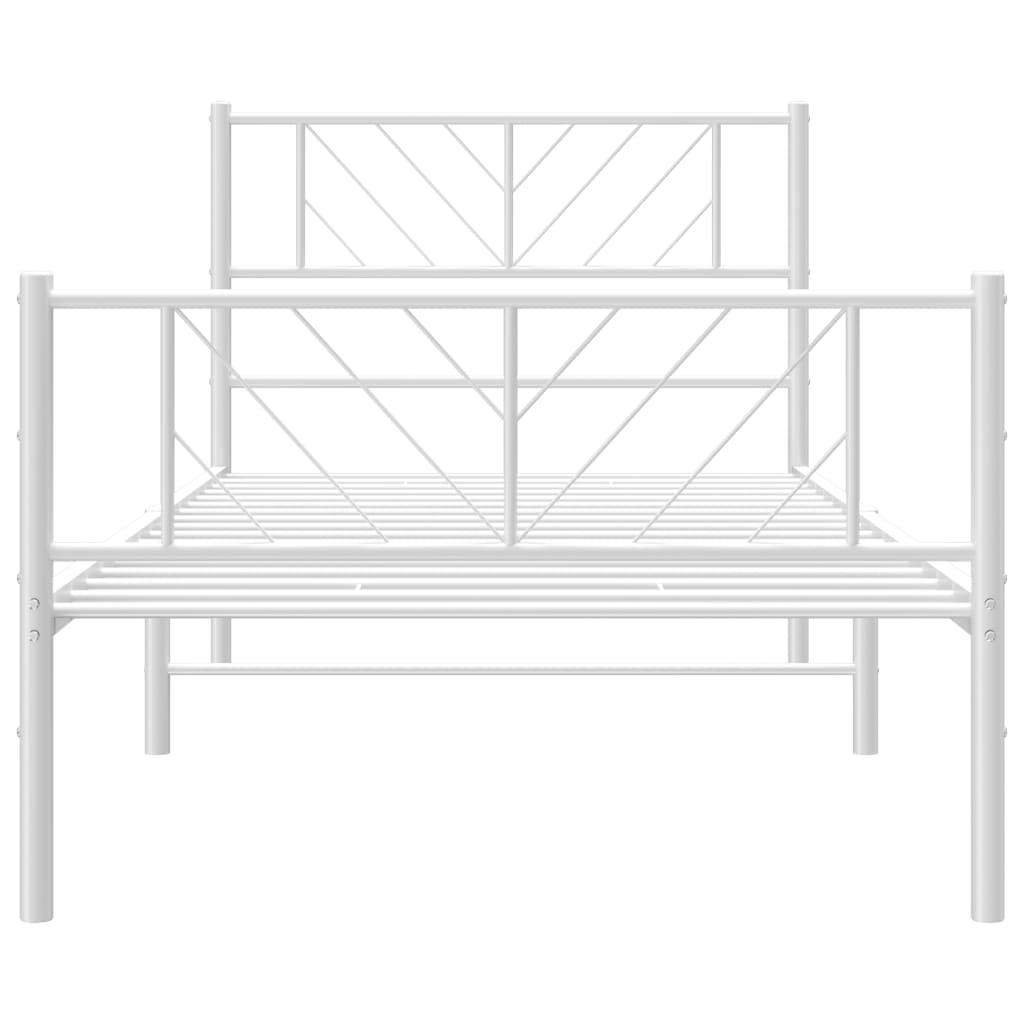 vidaXL Metal Bed Frame without Mattress with Footboard White 39.4"x74.8"