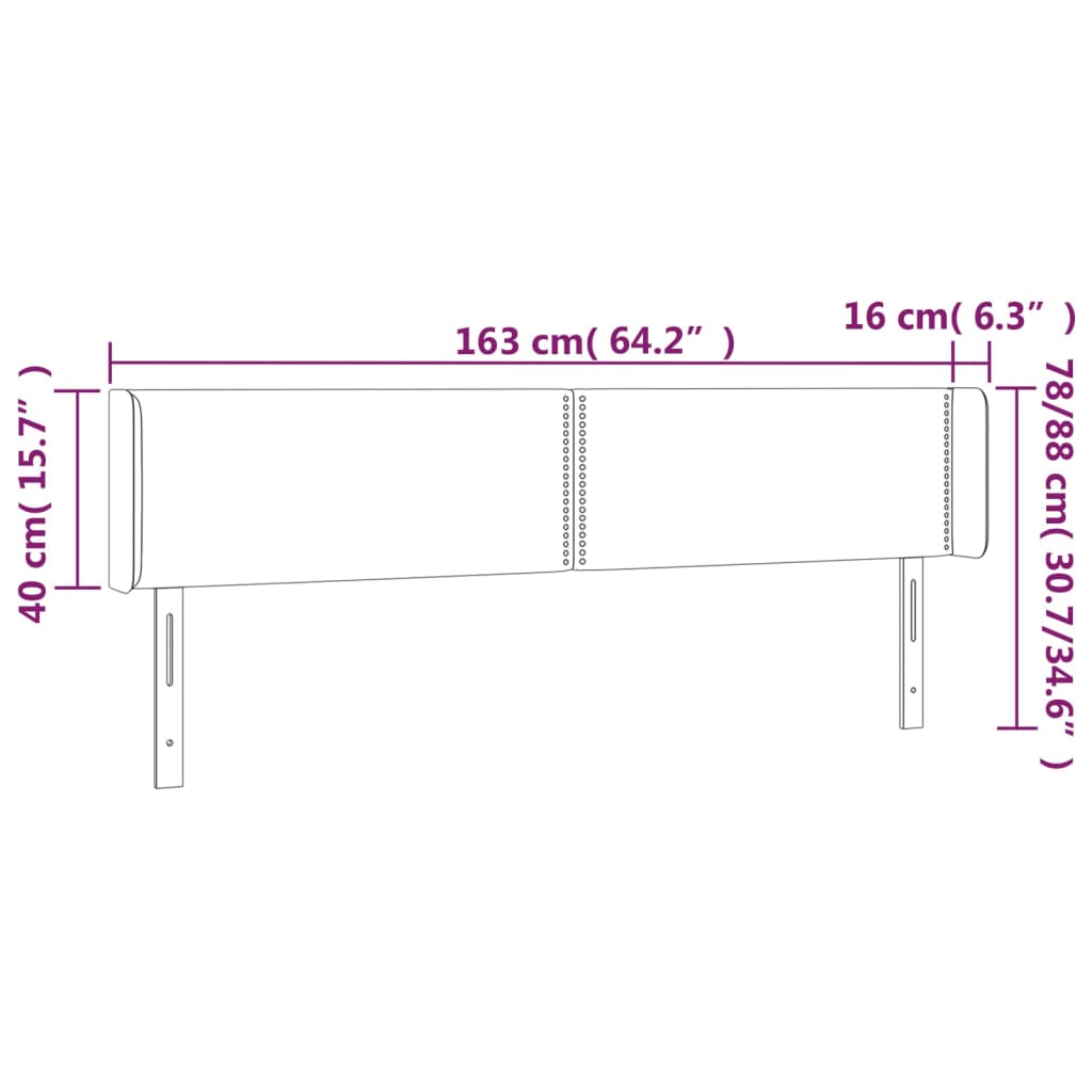 vidaXL LED Headboard Dark Gray 64.2"x6.3"x30.7"/34.6" Fabric