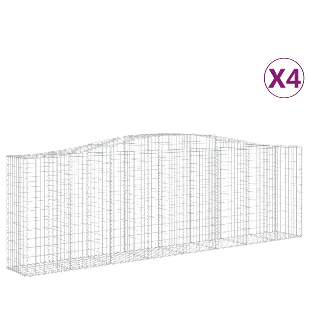 vidaXL Arched Gabion Baskets 4 pcs 157.5"x19.7"x47.2"/55.1" Galvanized Iron