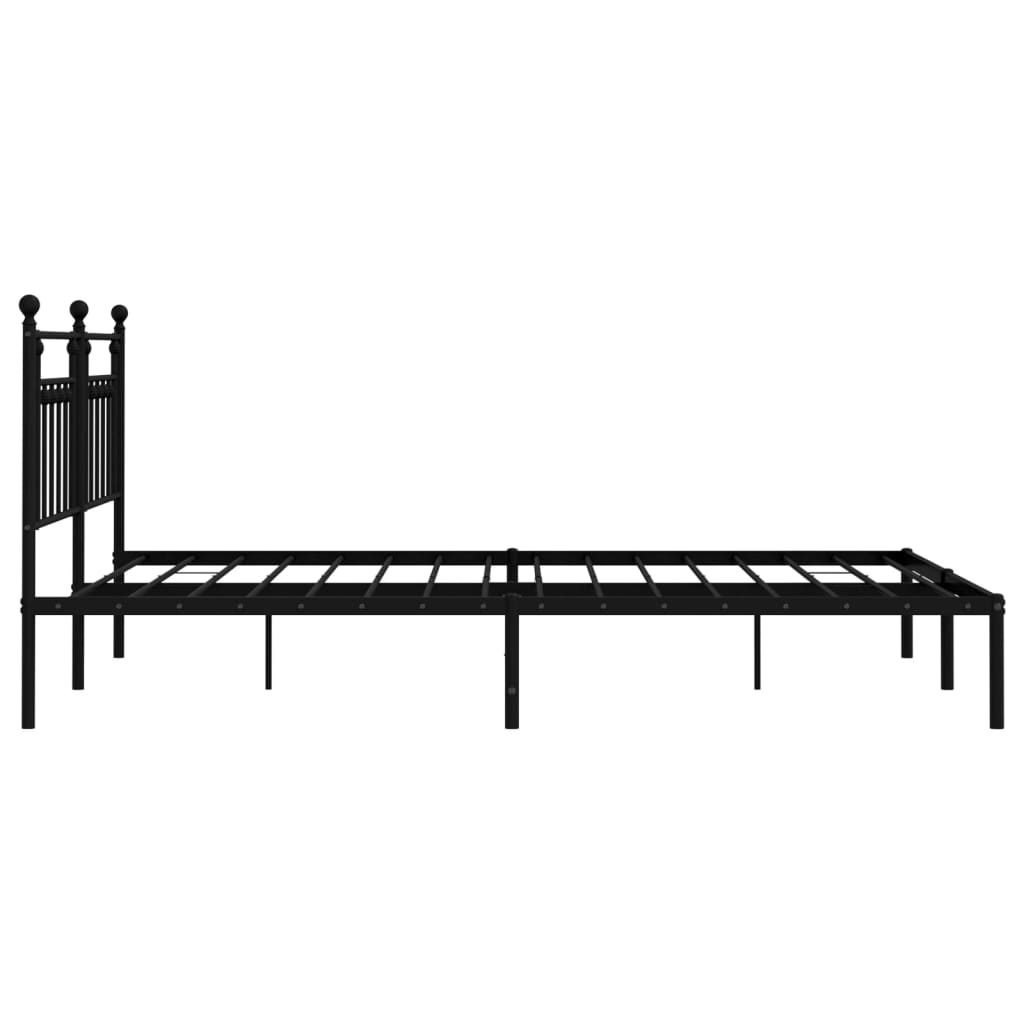 vidaXL Metal Bed Frame without Mattress with Headboard Black 72"x83.9"