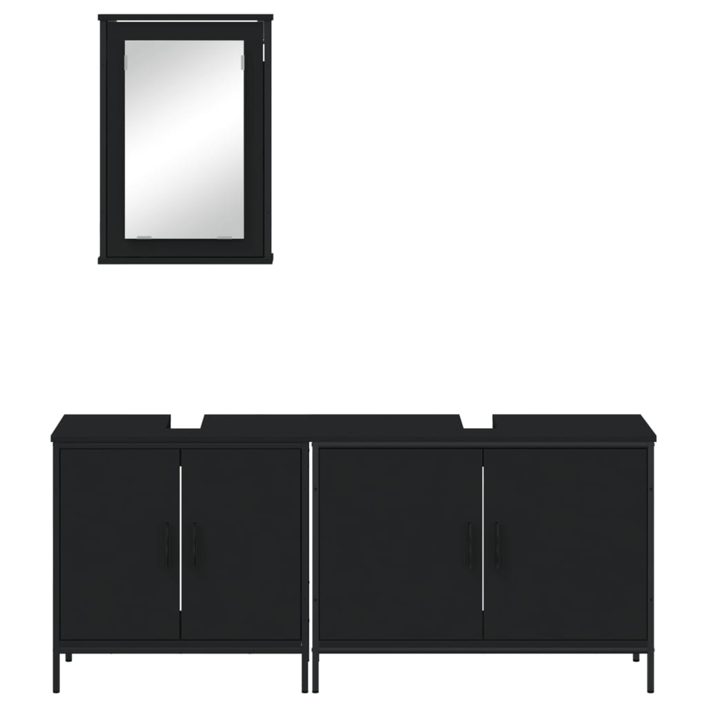 vidaXL 3 Piece Bathroom Furniture Set Black Engineered Wood