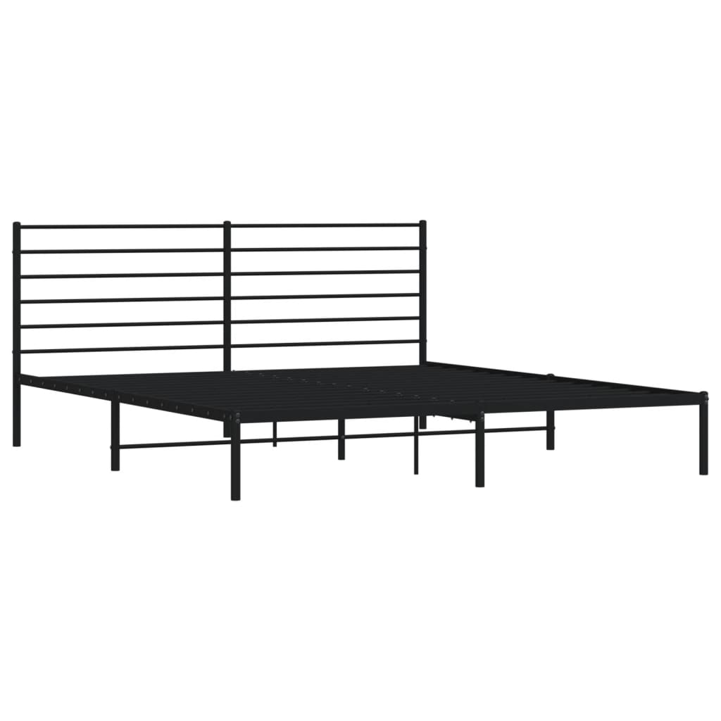 vidaXL Metal Bed Frame without Mattress with Headboard Black 72"x83.9"