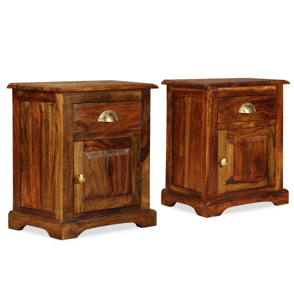 vidaXL Bedside Cabinet 2 pcs 15.7"x11.8"x19.7" Solid Sheesham Wood