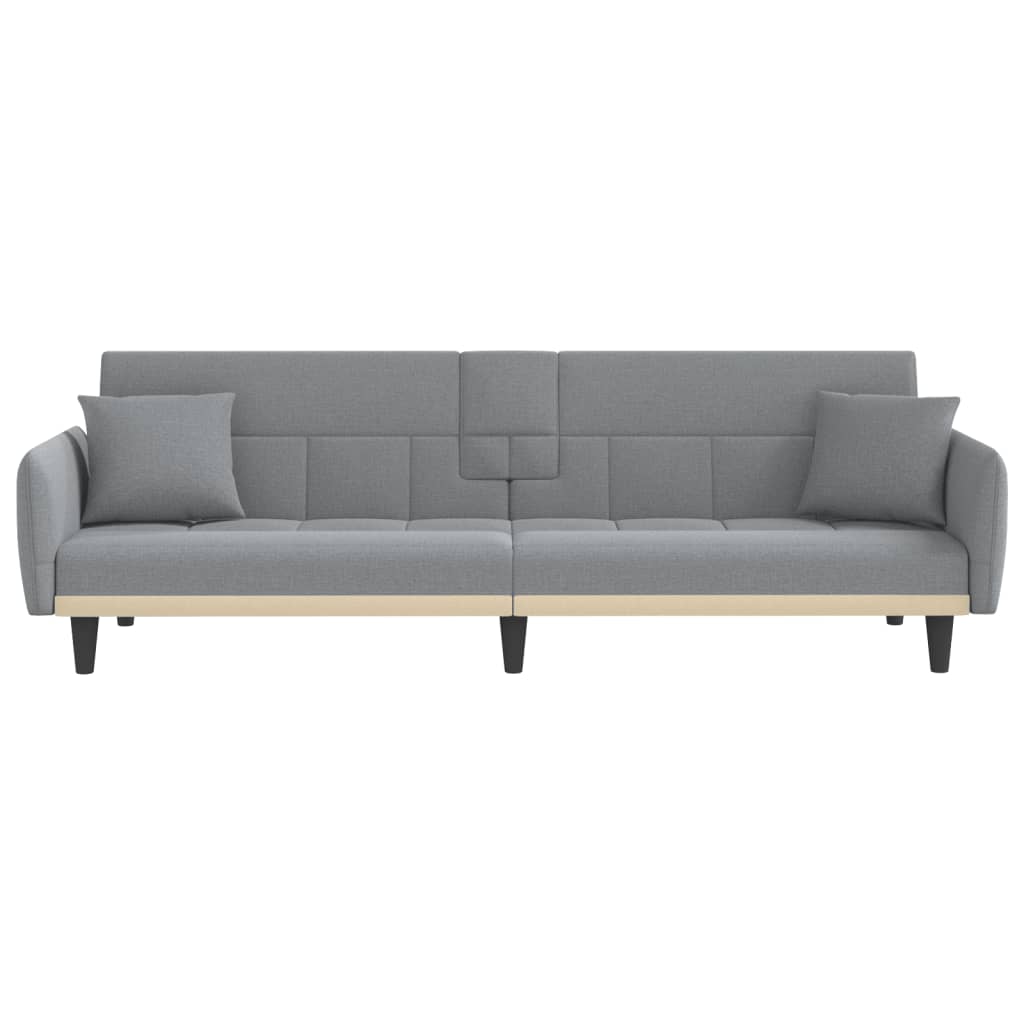 vidaXL Sofa Bed with Cup Holders Light Gray Fabric