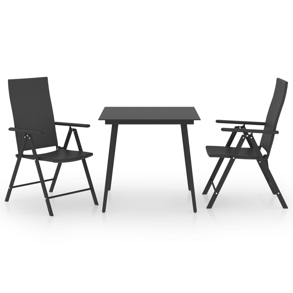 vidaXL 3 Piece Patio Dining Set Black