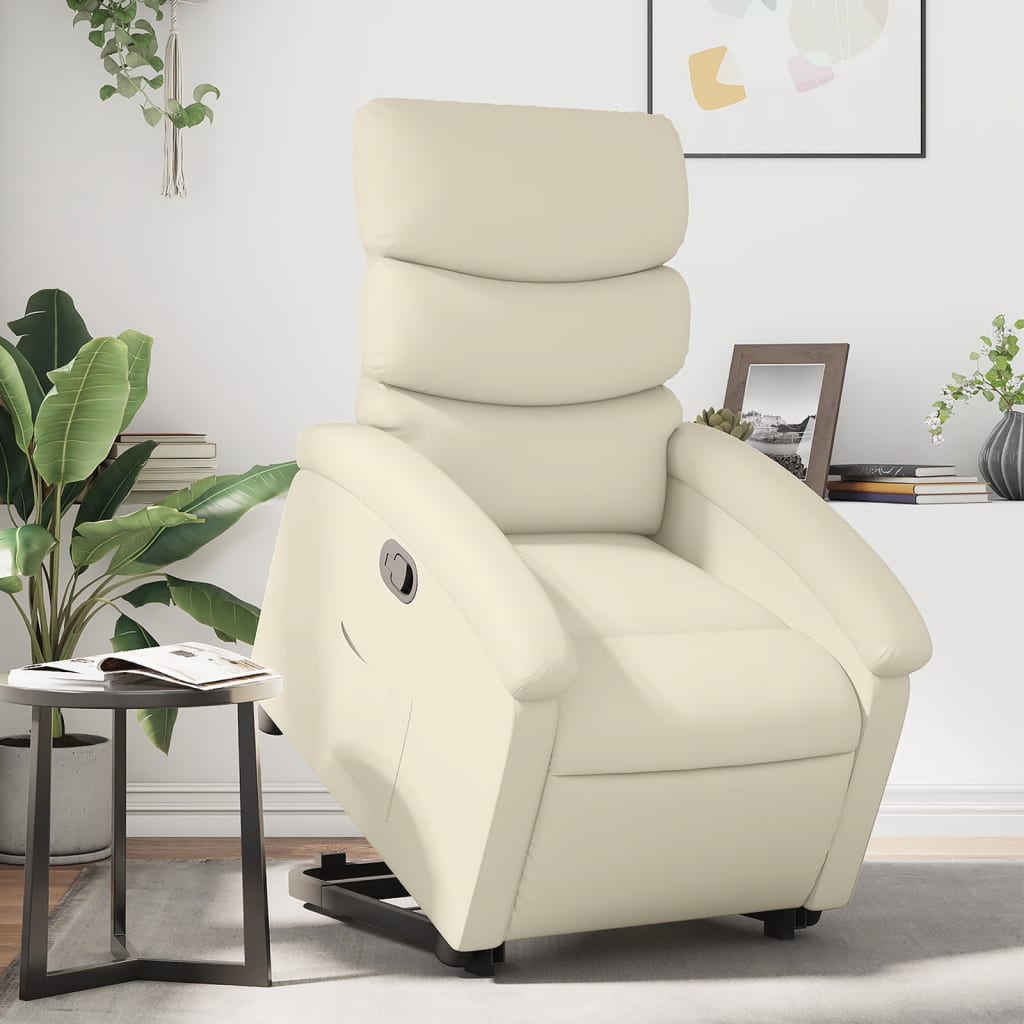 vidaXL Stand up Recliner Chair Cream Faux Leather