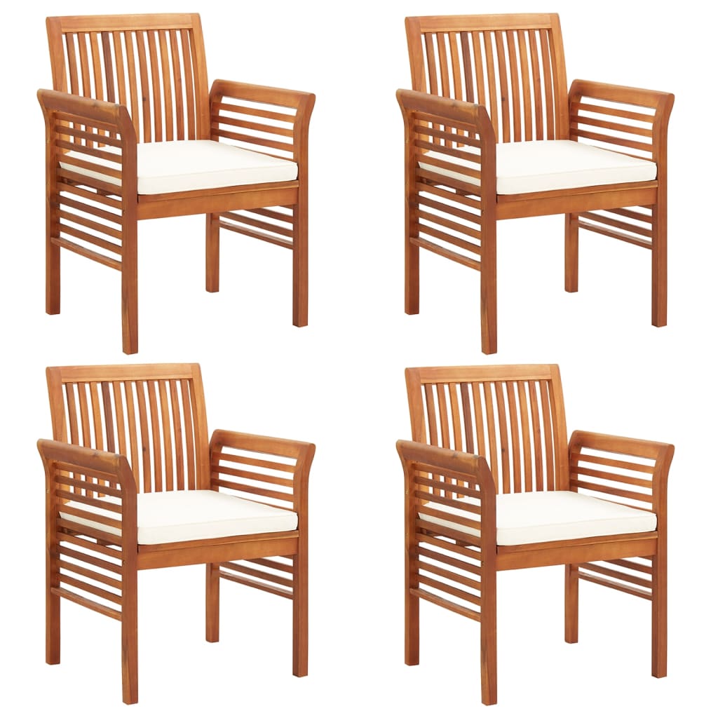 vidaXL Patio Dining Chairs with Cushions 4 pcs Solid Wood Acacia