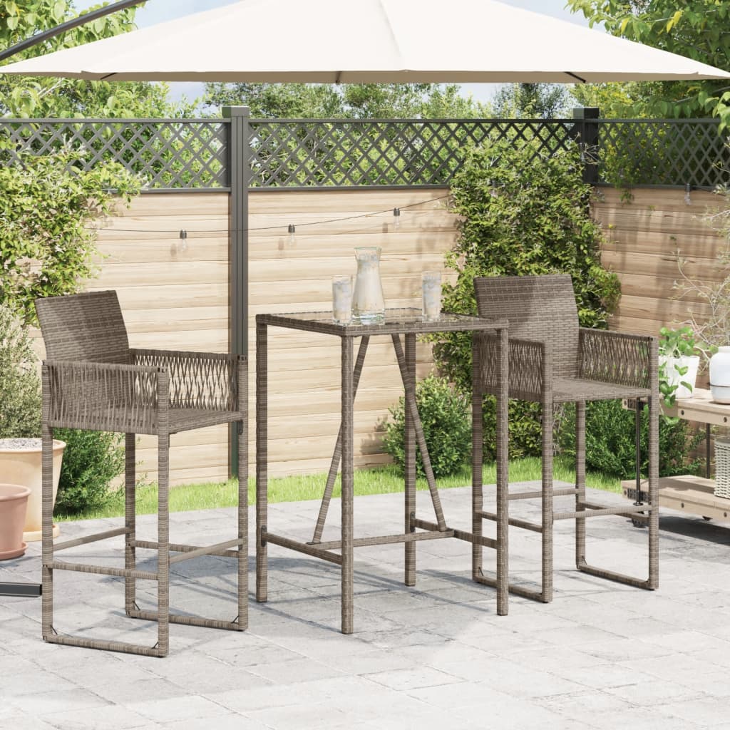 vidaXL Patio Bar Table Gray 27.6"x27.6"x43.3" Poly Rattan