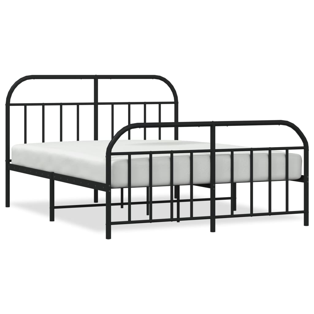 vidaXL Metal Bed Frame without Mattress with Footboard Black 72"x83.9"