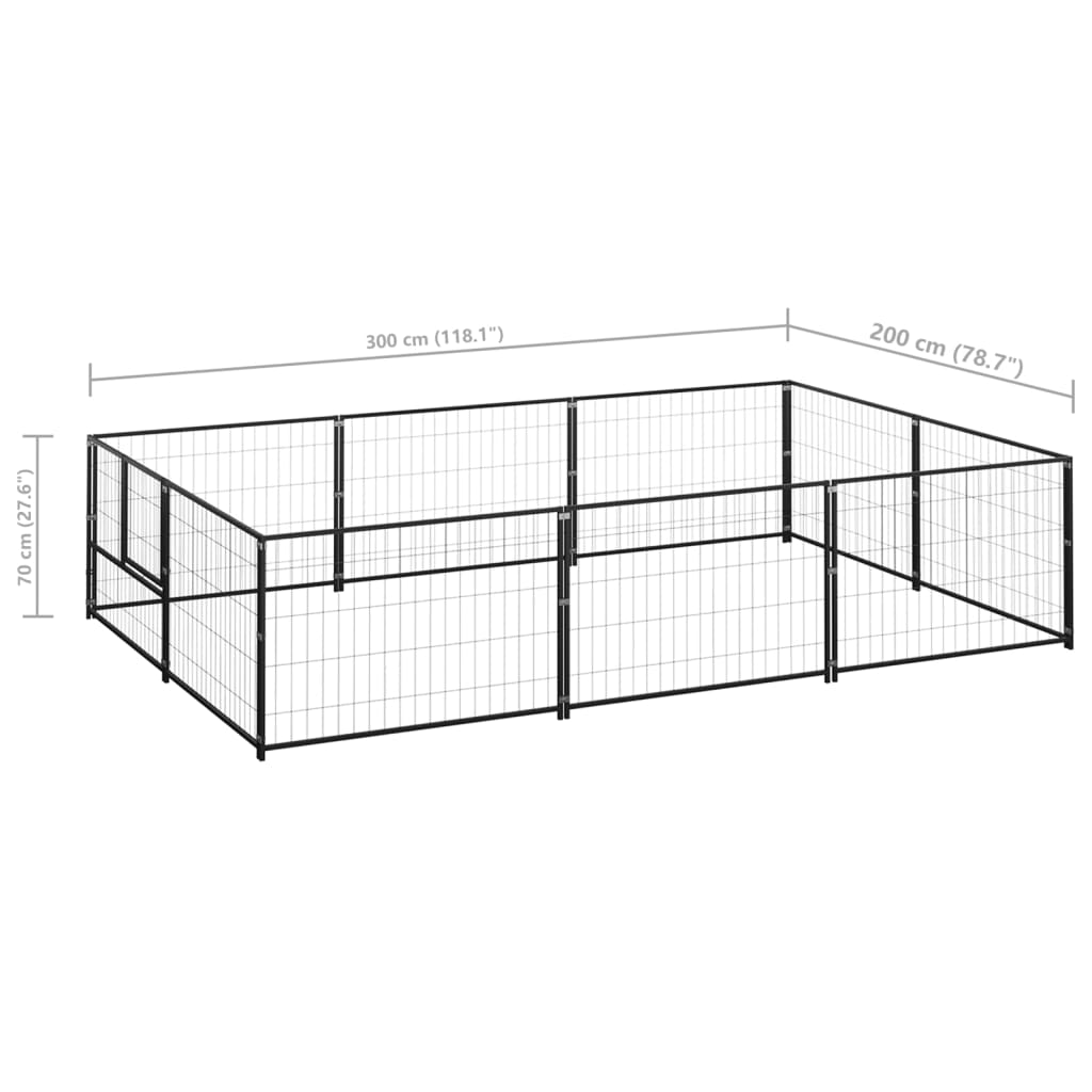 vidaXL Dog Kennel Black 64.6 ft² Steel