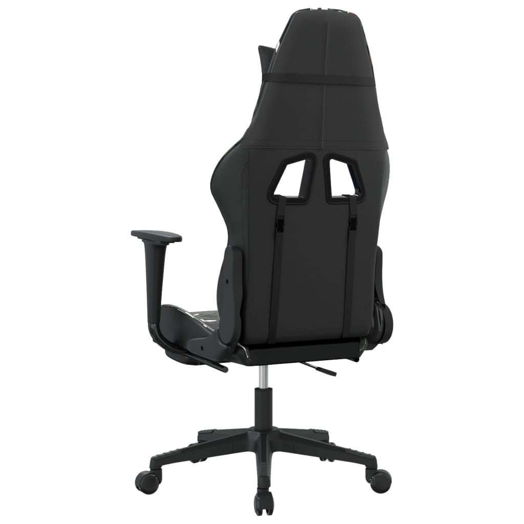 vidaXL Gaming Chair with Footrest Black and Camouflage Faux Leather