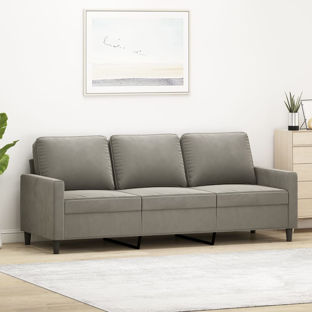 vidaXL 3-Seater Sofa Light Gray 70.9" Velvet