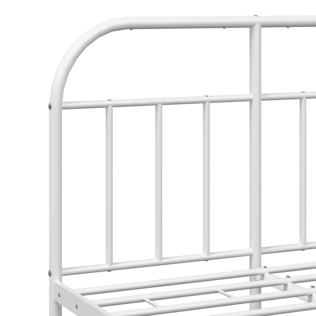 vidaXL Metal Bed Frame with Headboard White 53.9"x74.8" Full